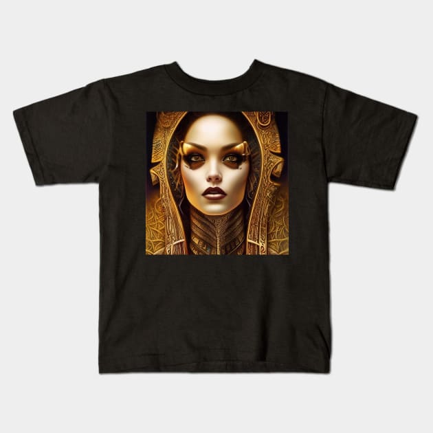 Ancient Egyptian Goddess in Gold Kids T-Shirt by The Little Store Of Magic